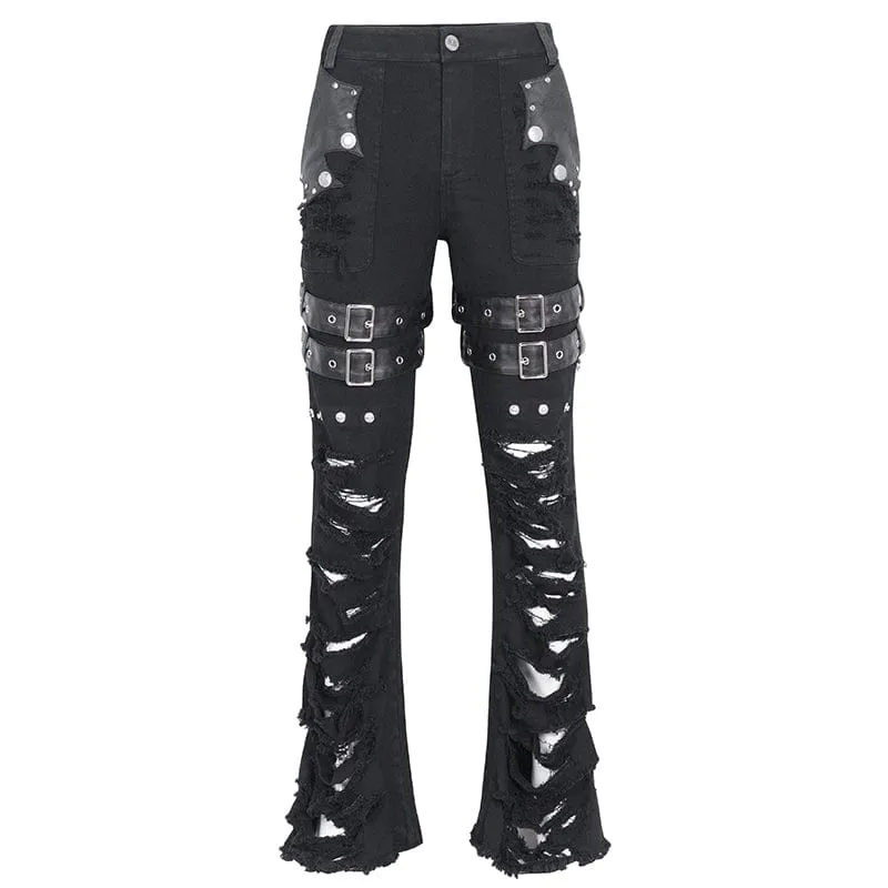 Men's Punk Ripped Tassels Pants