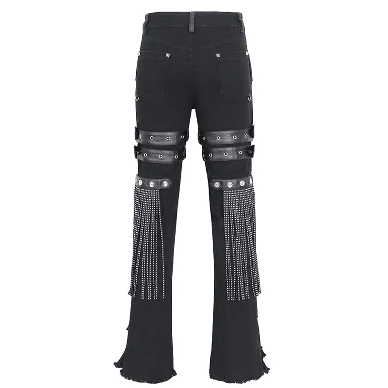 Men's Punk Ripped Tassels Pants