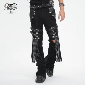 Men's Punk Ripped Tassels Pants