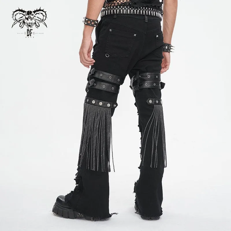 Men's Punk Ripped Tassels Pants