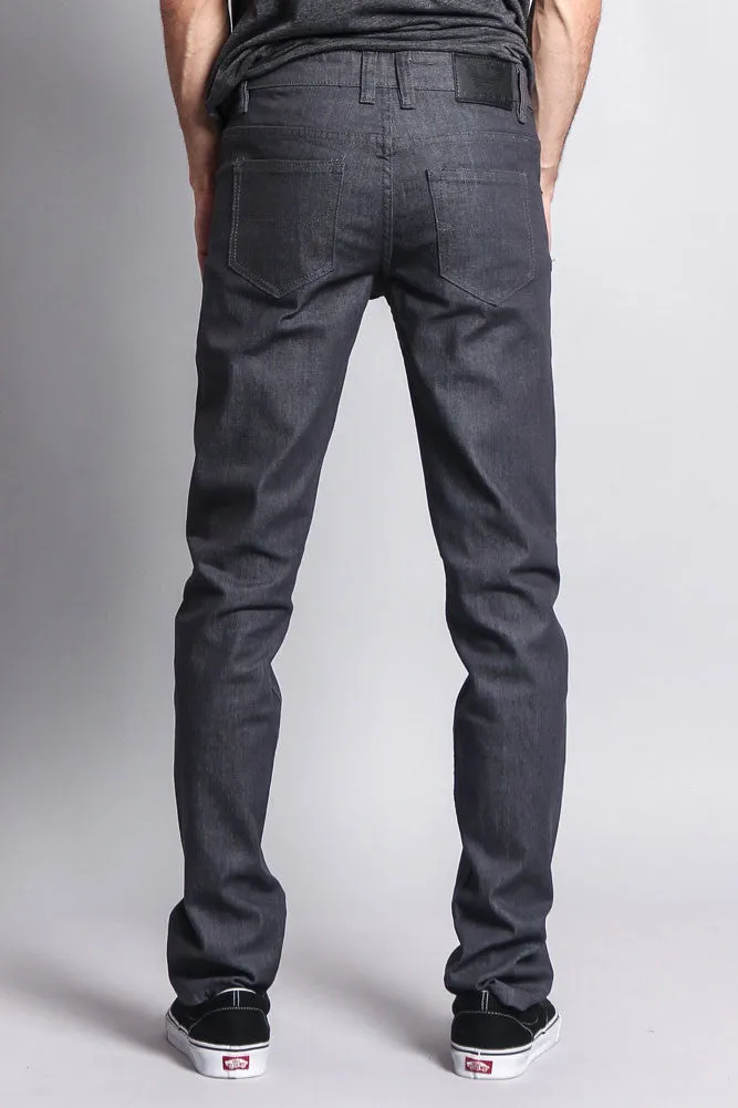 Men's Skinny Fit Raw Denim Jeans (Charcoal)