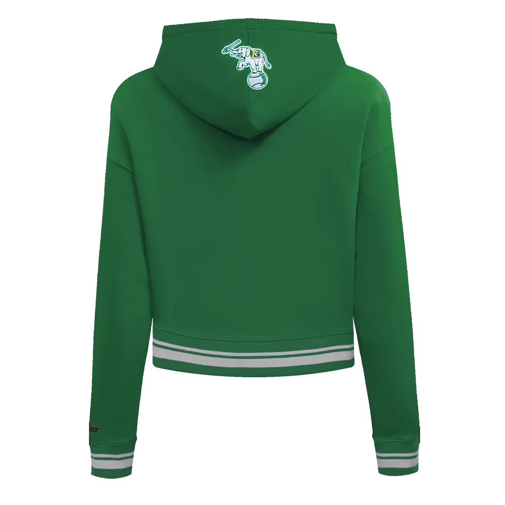 MLB OAKLAND ATHLETICS RETRO CLASSIC WOMEN'S CROPPED PO HOODIE (KELLY GREEN)