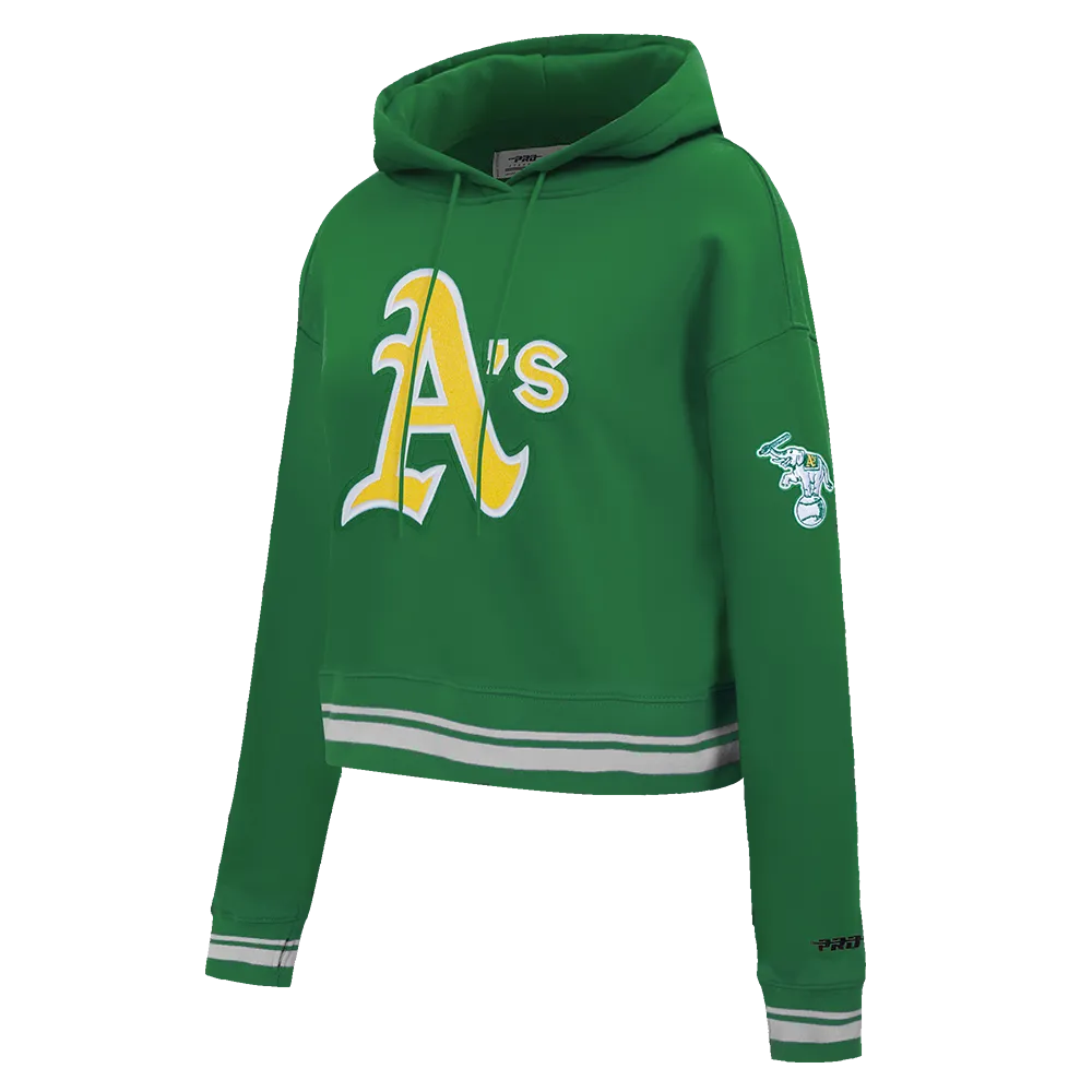 MLB OAKLAND ATHLETICS RETRO CLASSIC WOMEN'S CROPPED PO HOODIE (KELLY GREEN)