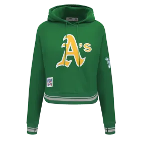 MLB OAKLAND ATHLETICS RETRO CLASSIC WOMEN'S CROPPED PO HOODIE (KELLY GREEN)