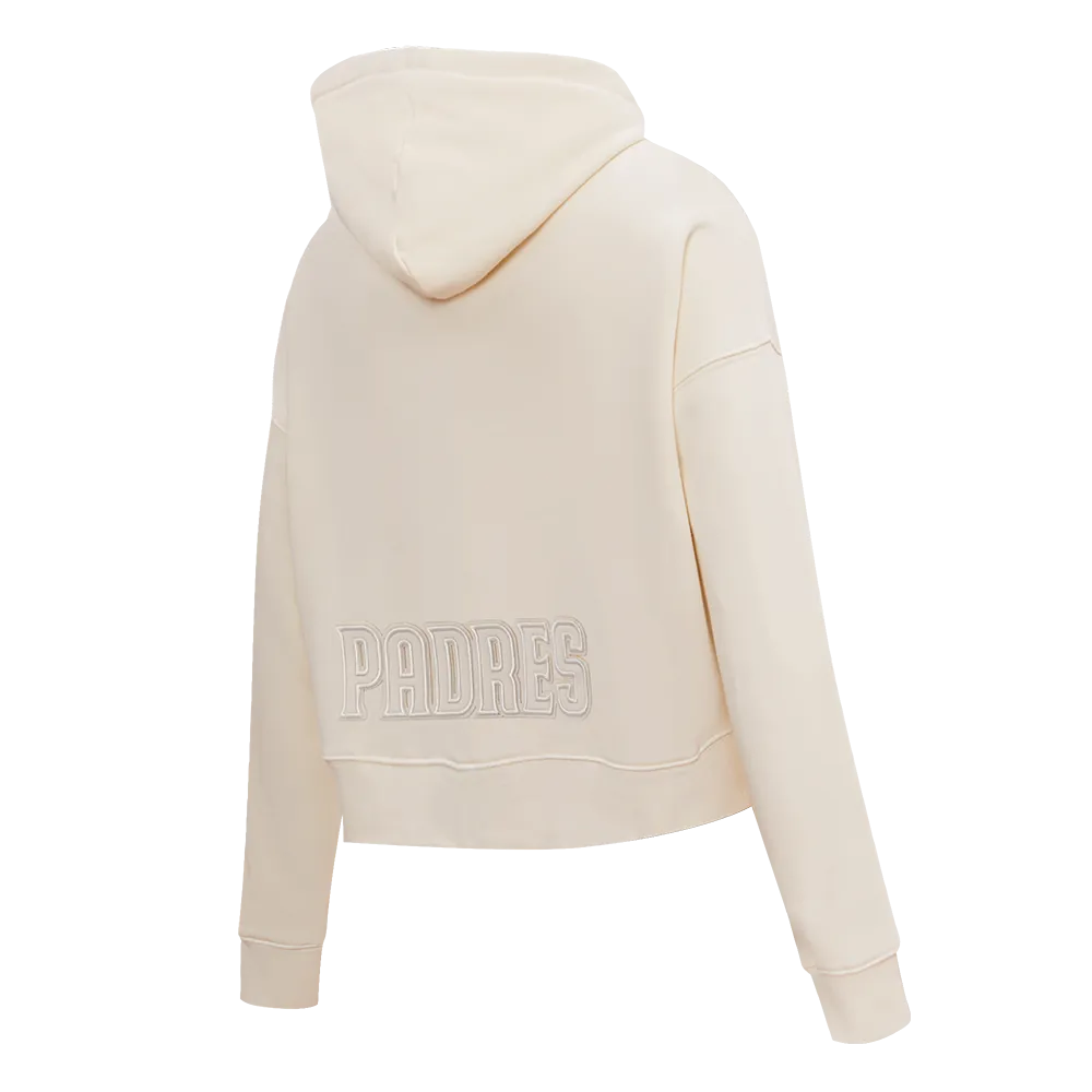 MLB SAN DIEGO PADRES NEUTRAL WOMEN'S CROPPED PO HOODIE (EGGSHELL)