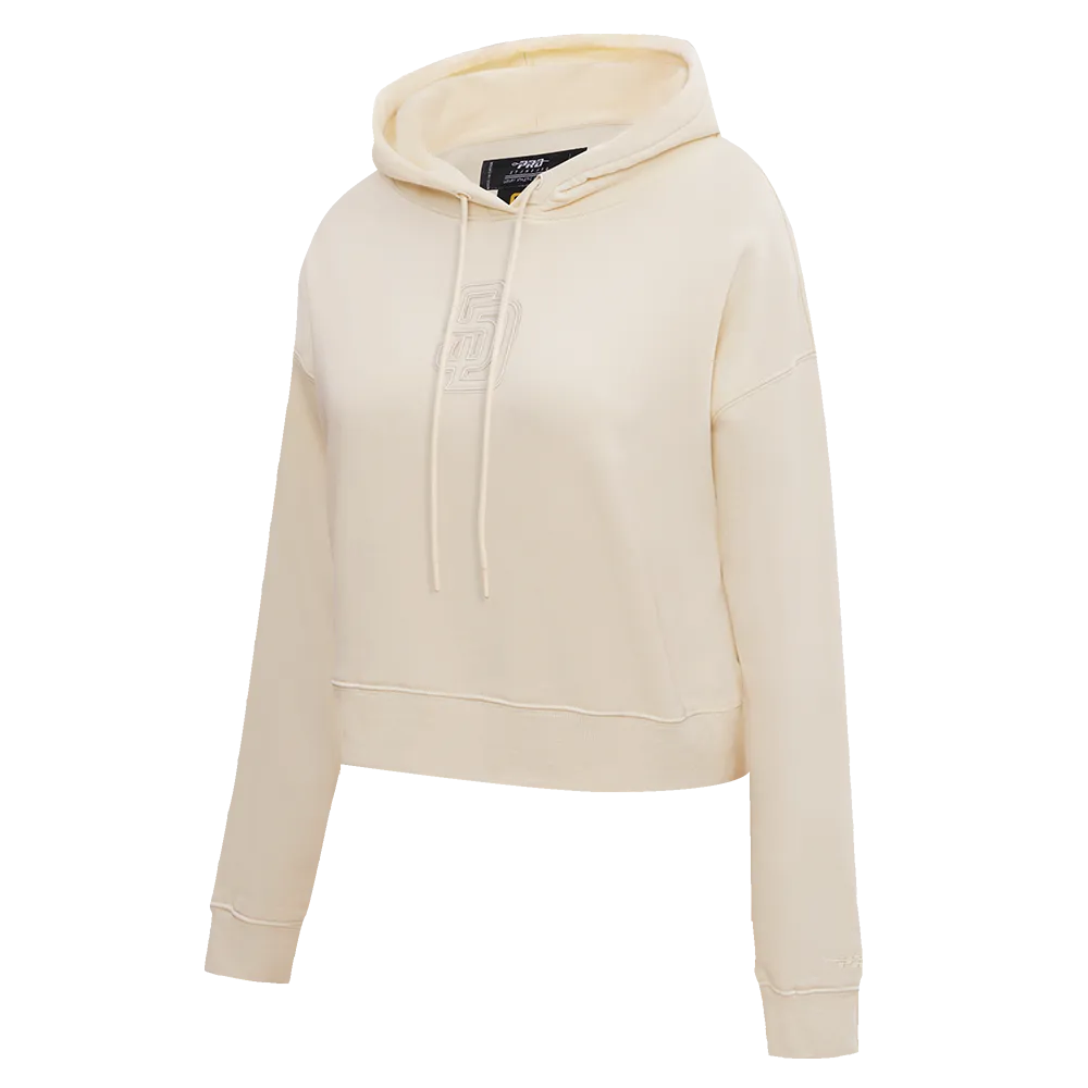 MLB SAN DIEGO PADRES NEUTRAL WOMEN'S CROPPED PO HOODIE (EGGSHELL)