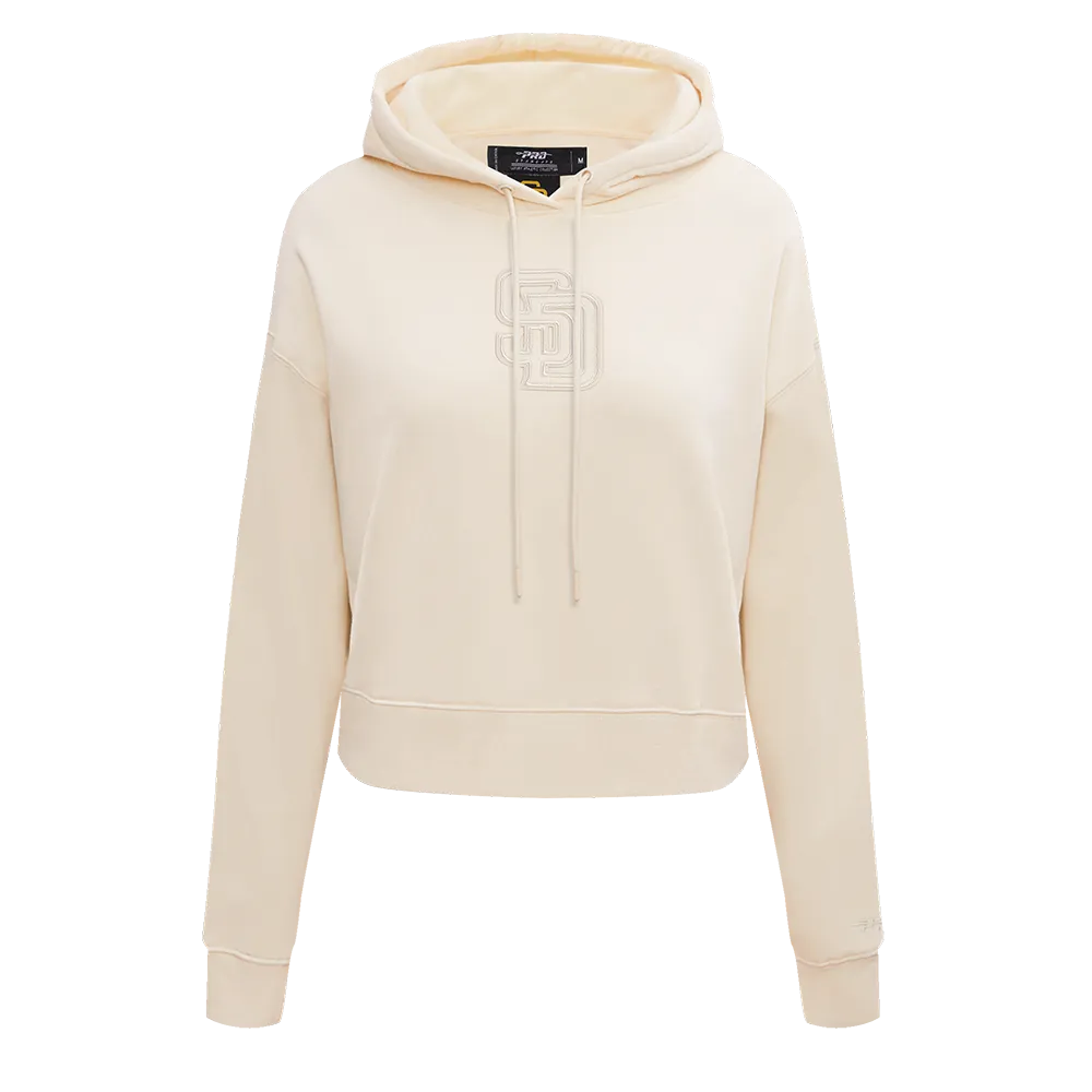 MLB SAN DIEGO PADRES NEUTRAL WOMEN'S CROPPED PO HOODIE (EGGSHELL)