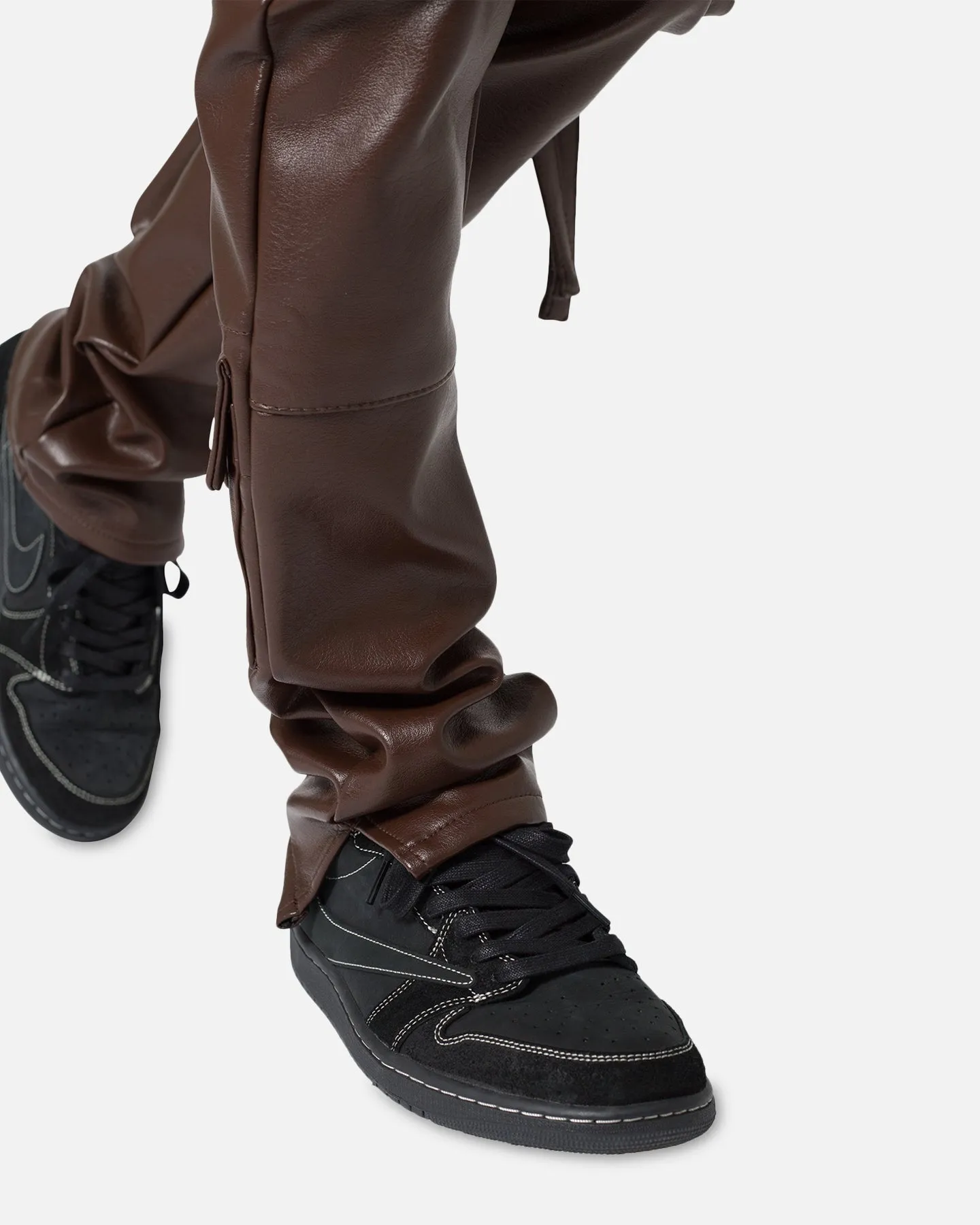 MNML D152 Leather Cargo Pants Brown