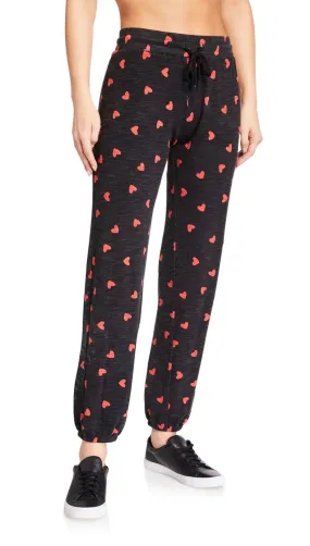 MONROW All Over Heart Stitched Elastic Vintage Sweats