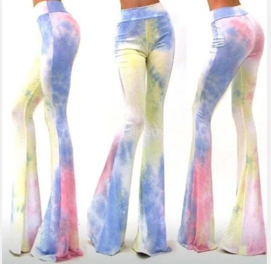 New Tie-dye Print Fashion Slim Flared Pants