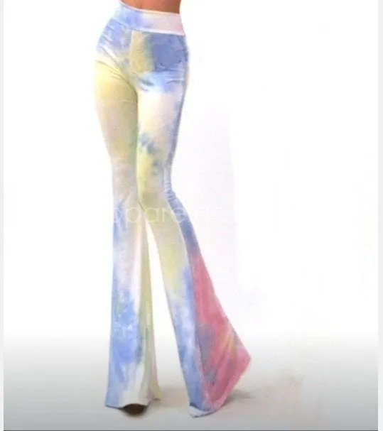 New Tie-dye Print Fashion Slim Flared Pants