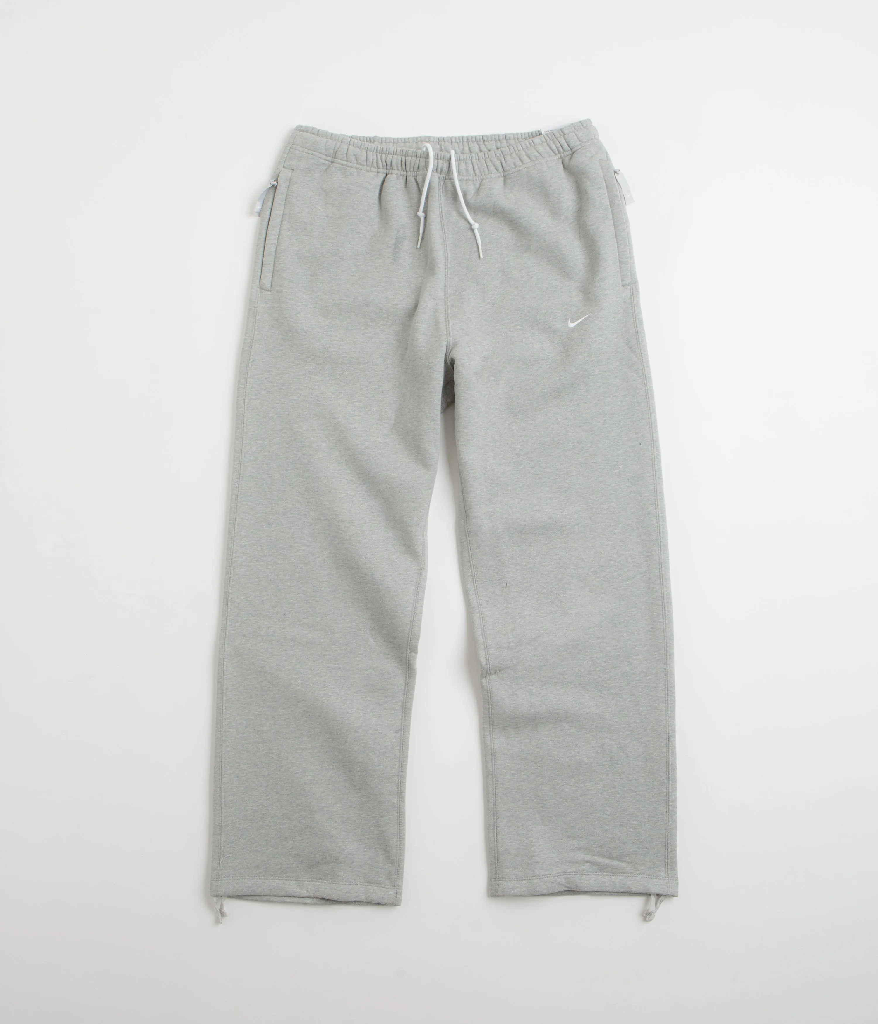 Nike Solo Swoosh Open Hem Sweatpants - Dark Grey Heather / White