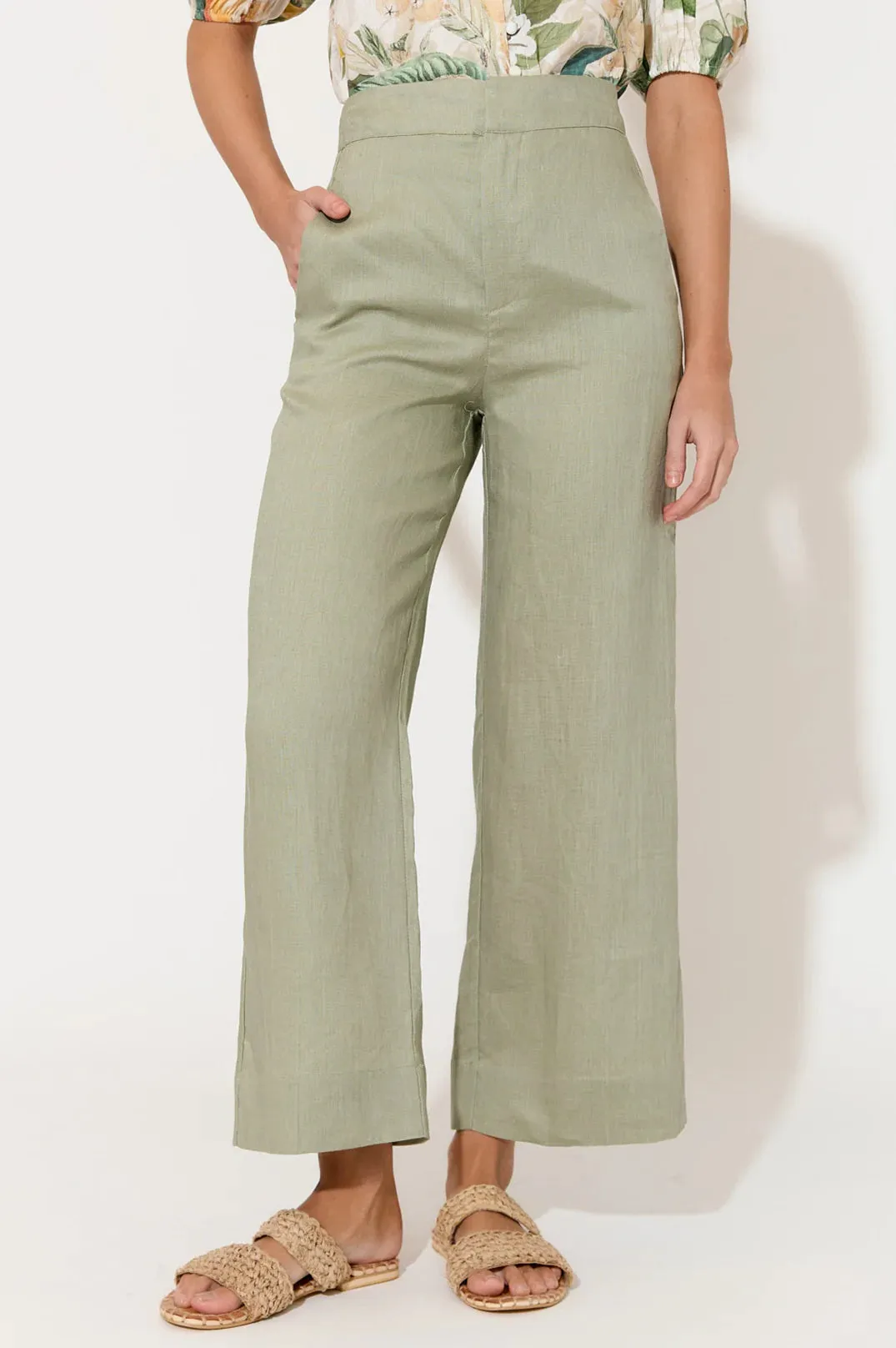 Nisha Cropped Linen Pant