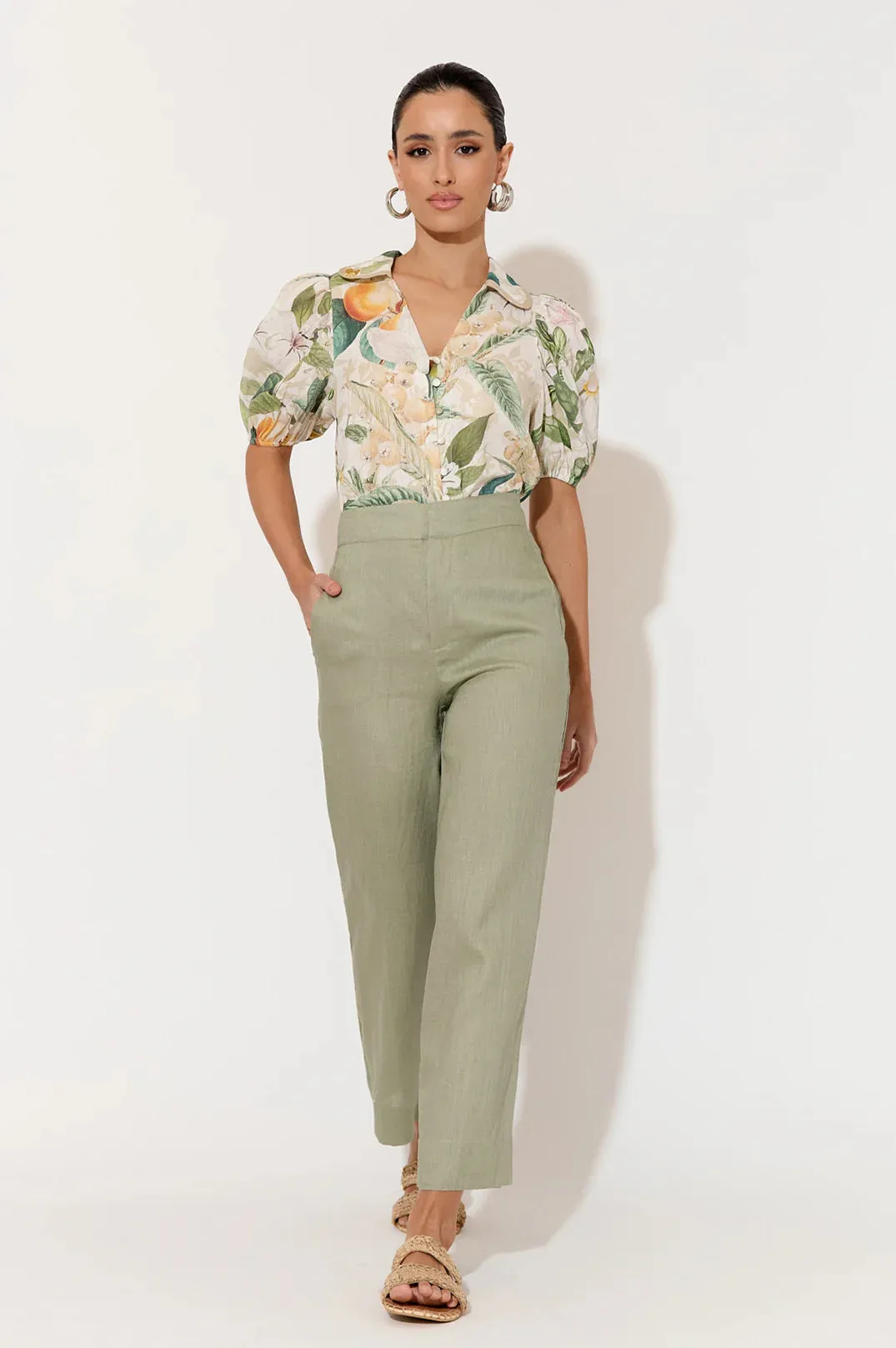 Nisha Cropped Linen Pant