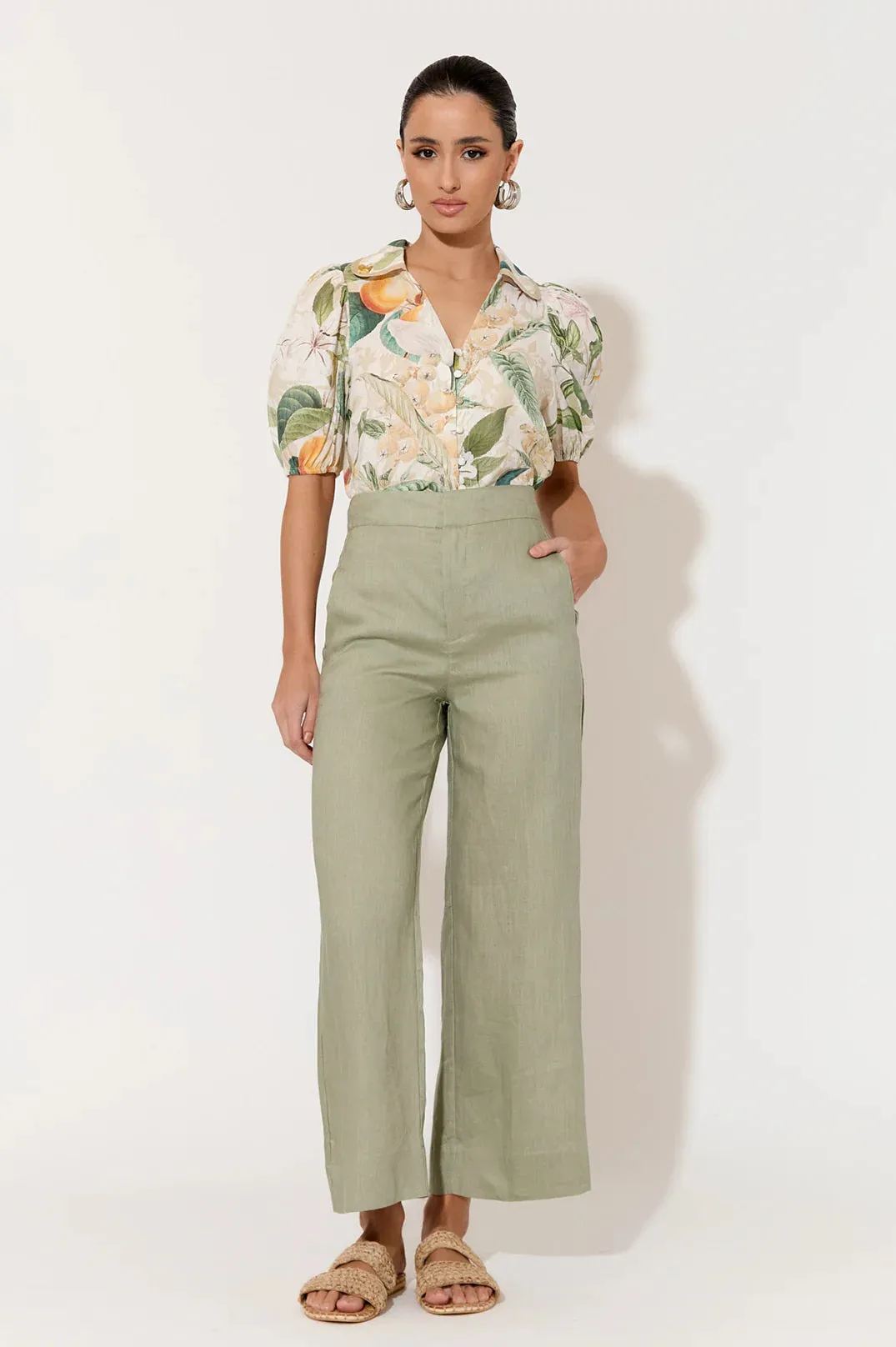 Nisha Cropped Linen Pant