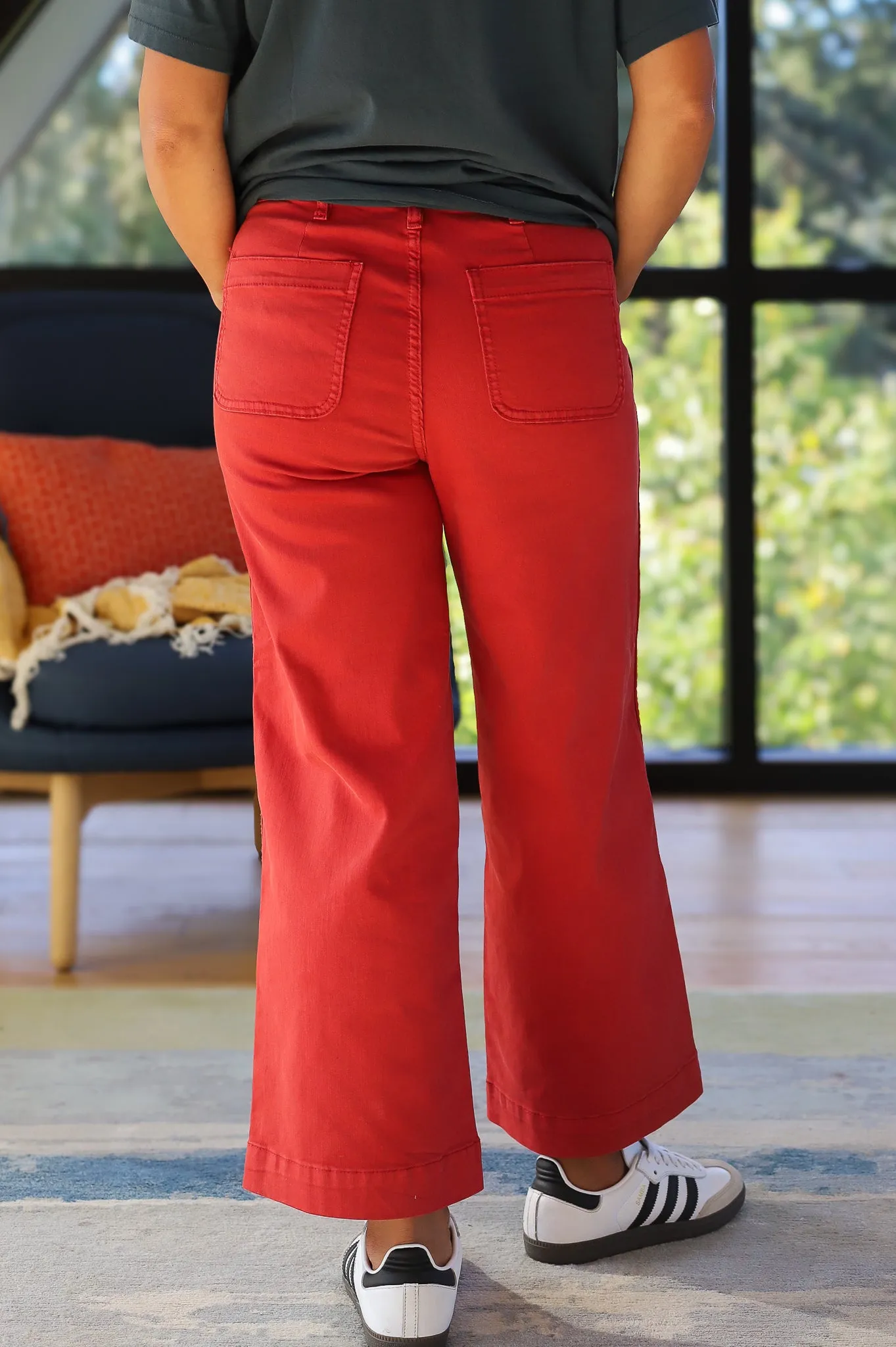 OAT High Rise Wide Leg Crop in Intense Rust