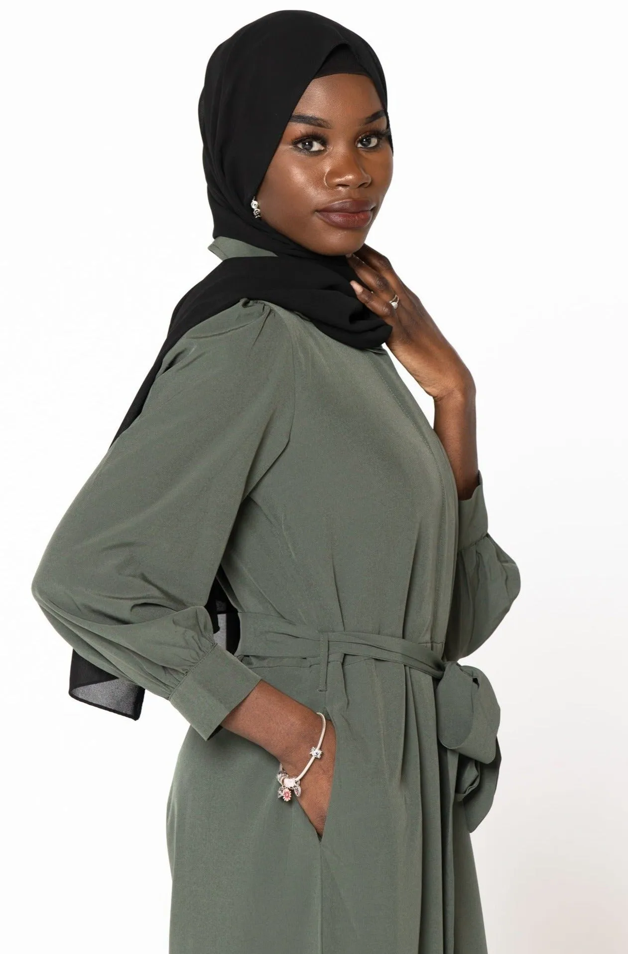 Olive Lattice Long Sleeve Jumpsuit-CLEARANCE