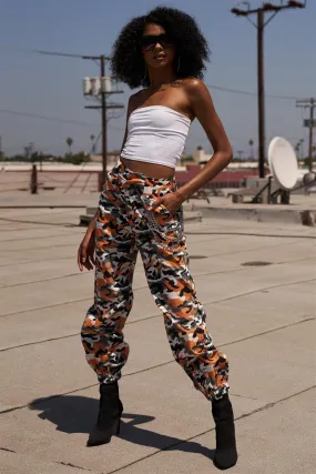 Orange Camouflage Cargo Detachable Triple Chain Pants