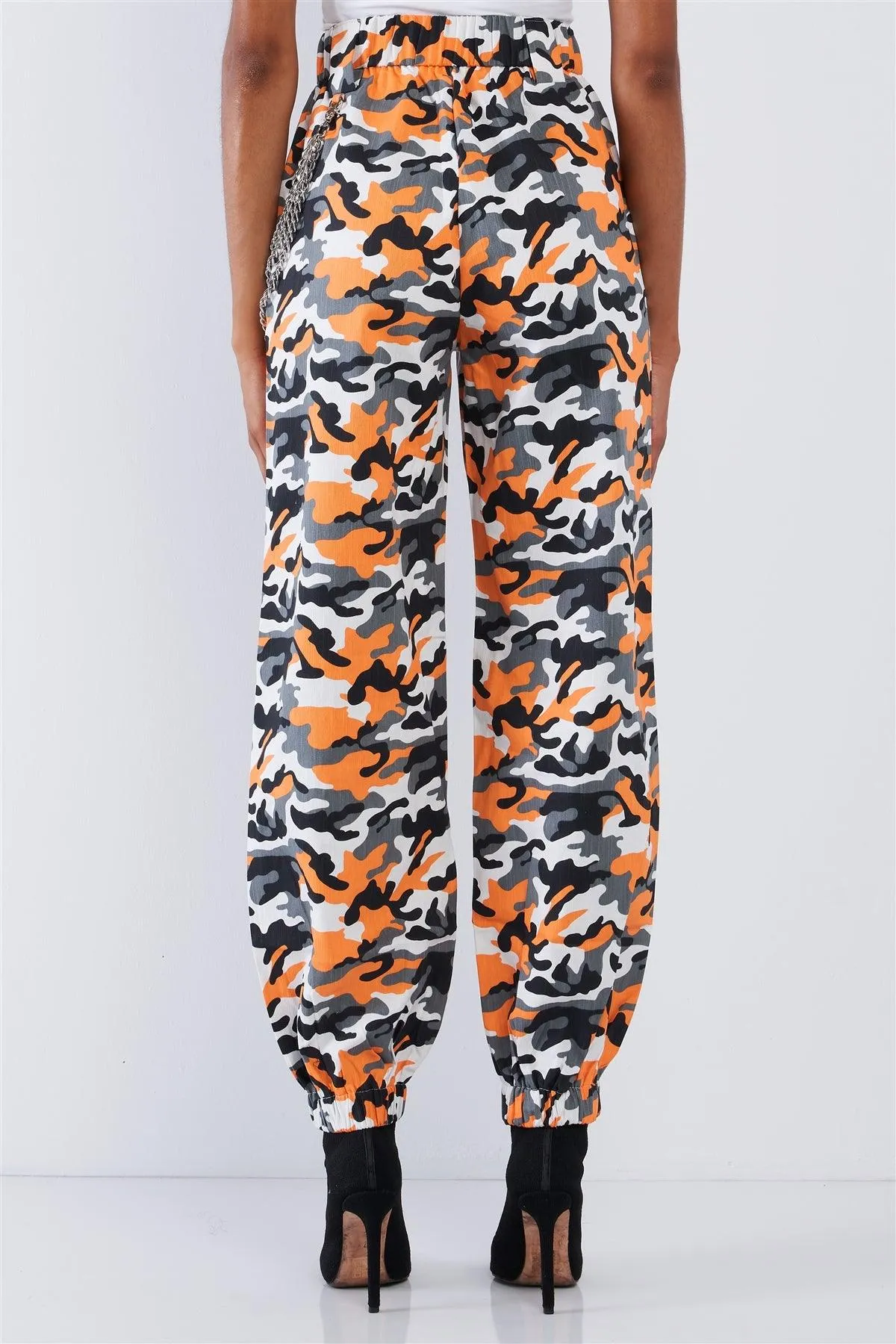 Orange Camouflage Cargo Detachable Triple Chain Pants