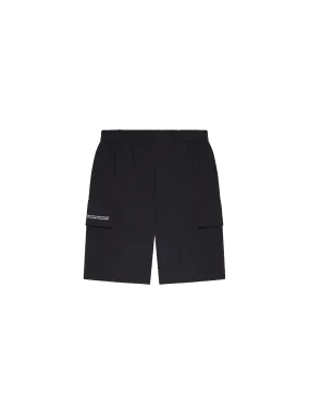 Organic Cotton Blend Cargo Shorts—black