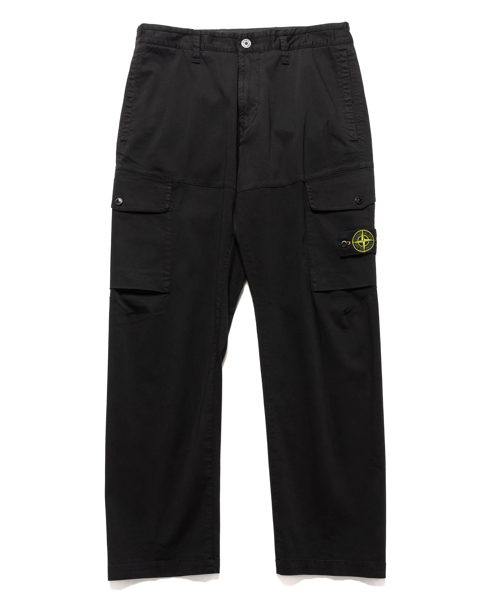 Organic Cotton Satin Stretch 2 Pocket Cargo Pant Black