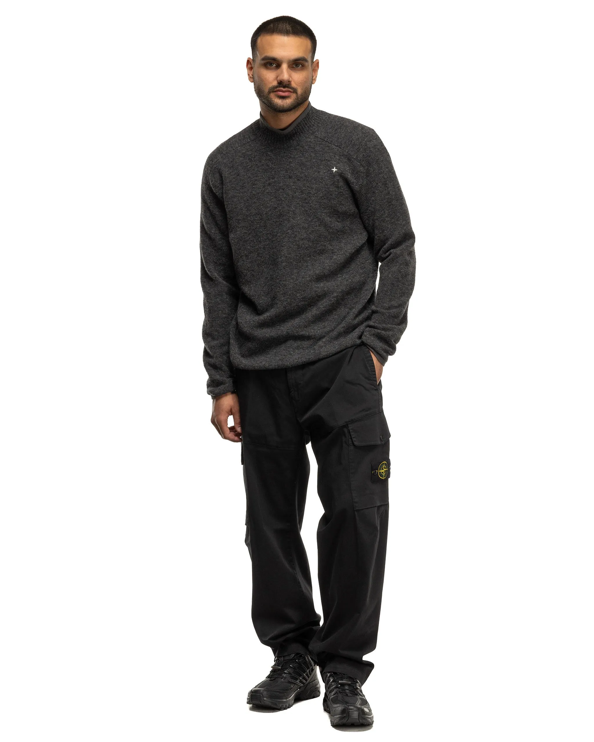 Organic Cotton Satin Stretch 2 Pocket Cargo Pant Black