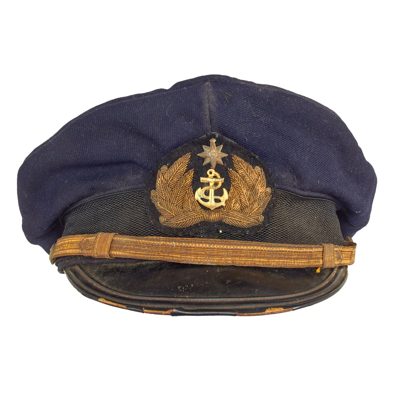 Original Japanese WWII U.S. Captured Imperial Japanese Merchant Marine Captain’s Visor - Taken From Torpedoed Japanese Vessel