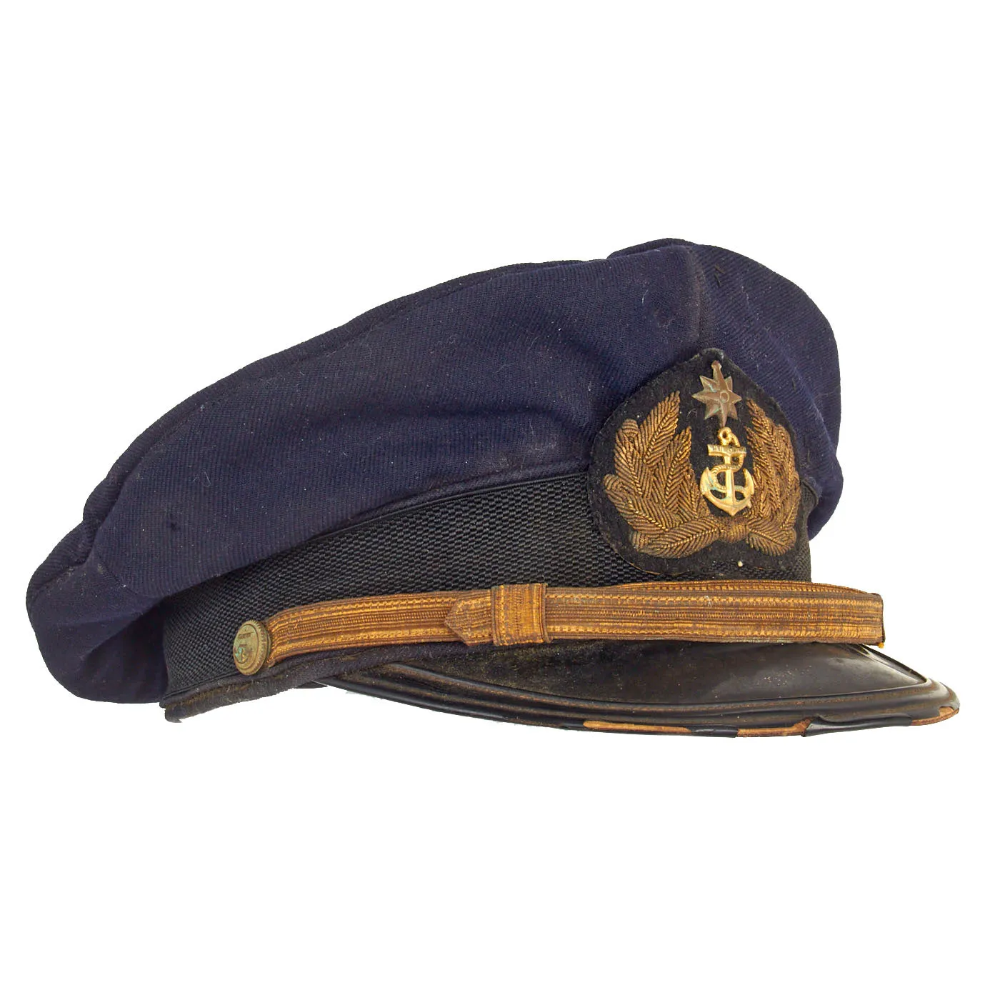 Original Japanese WWII U.S. Captured Imperial Japanese Merchant Marine Captain’s Visor - Taken From Torpedoed Japanese Vessel