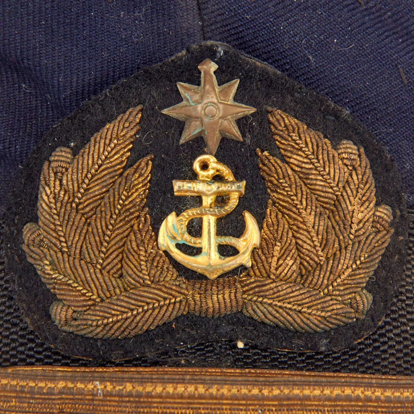 Original Japanese WWII U.S. Captured Imperial Japanese Merchant Marine Captain’s Visor - Taken From Torpedoed Japanese Vessel