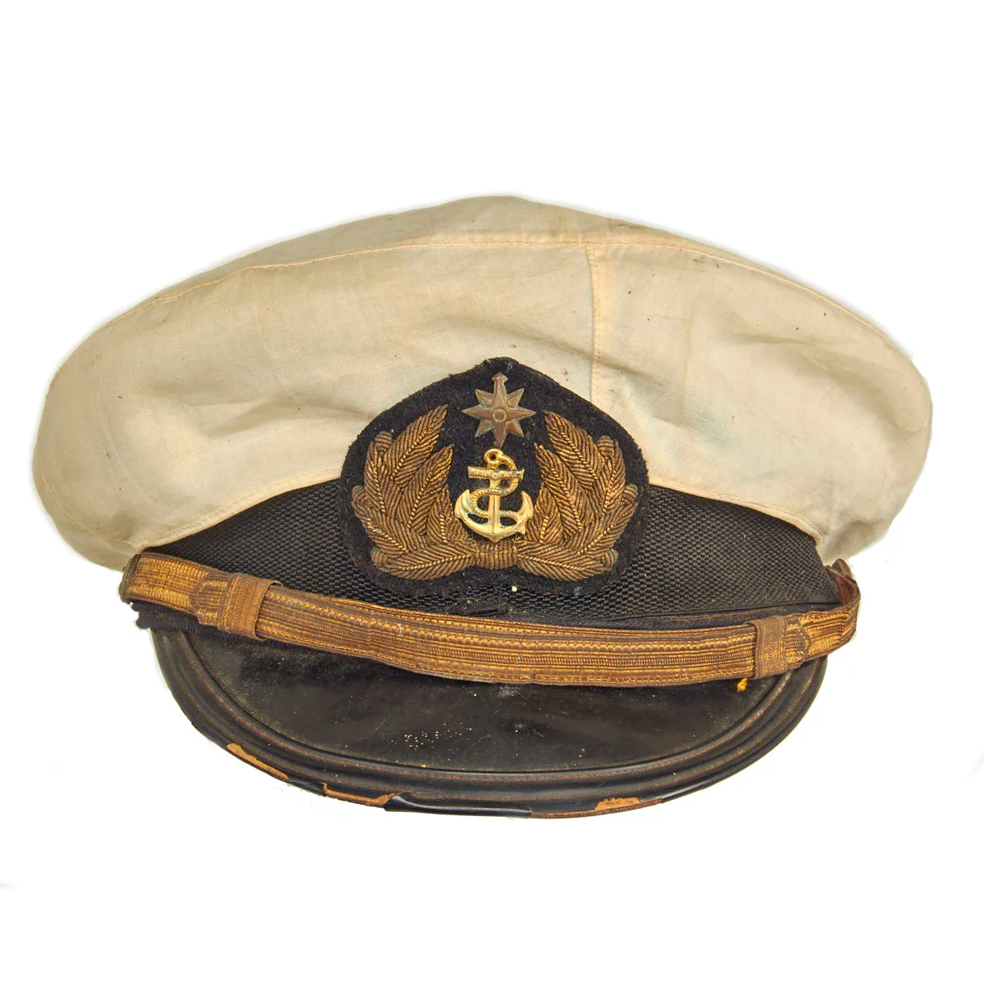 Original Japanese WWII U.S. Captured Imperial Japanese Merchant Marine Captain’s Visor - Taken From Torpedoed Japanese Vessel