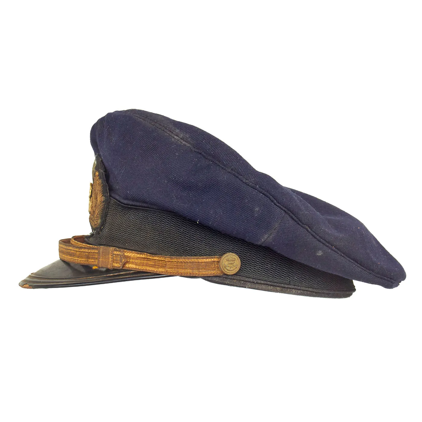 Original Japanese WWII U.S. Captured Imperial Japanese Merchant Marine Captain’s Visor - Taken From Torpedoed Japanese Vessel