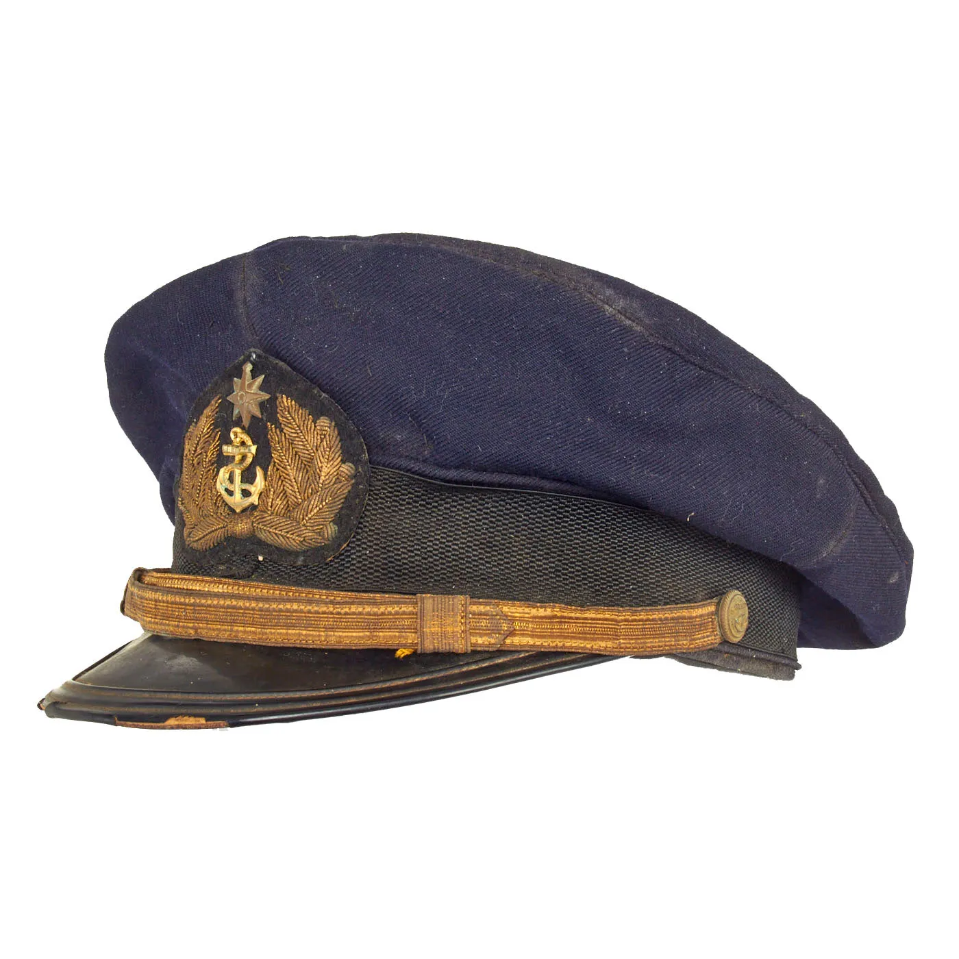 Original Japanese WWII U.S. Captured Imperial Japanese Merchant Marine Captain’s Visor - Taken From Torpedoed Japanese Vessel