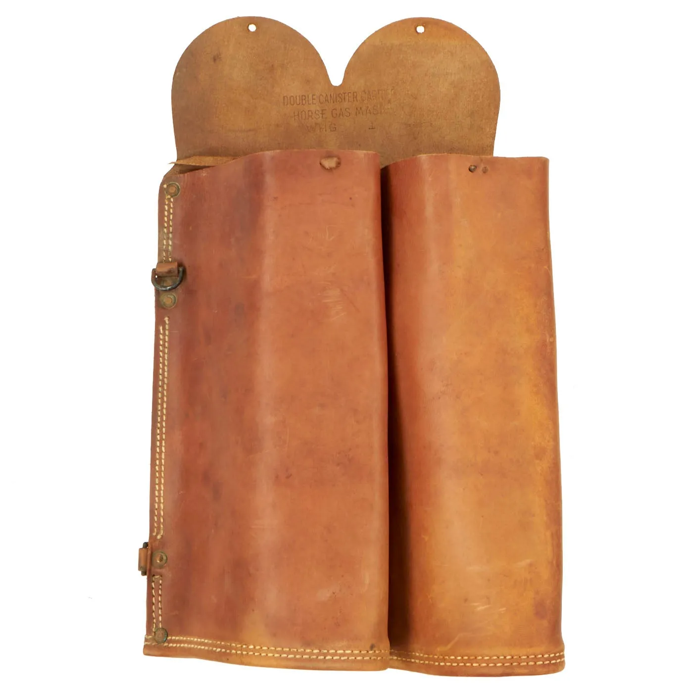 Original RARE U.S. WWII Cavalry M5 Gas Mask Pouch and Double Canister Carrier for Horse Gas Masks