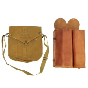 Original RARE U.S. WWII Cavalry M5 Gas Mask Pouch and Double Canister Carrier for Horse Gas Masks