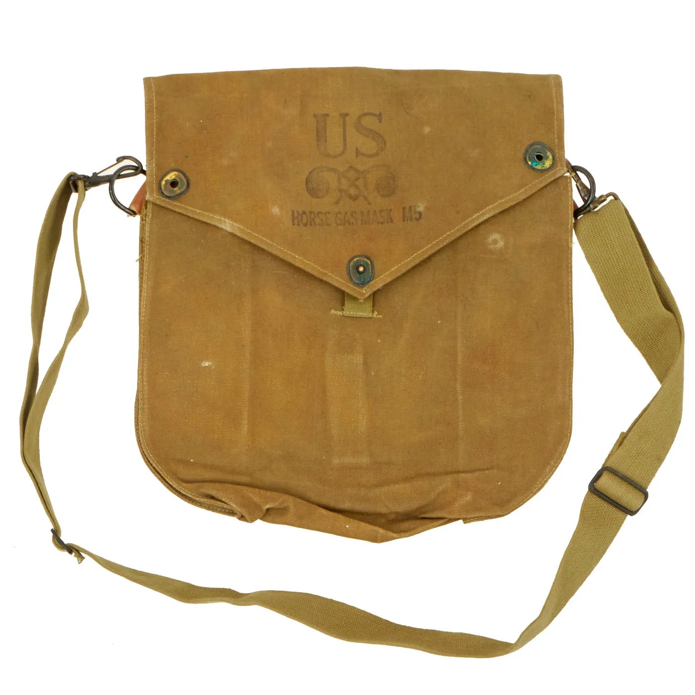 Original RARE U.S. WWII Cavalry M5 Gas Mask Pouch and Double Canister Carrier for Horse Gas Masks