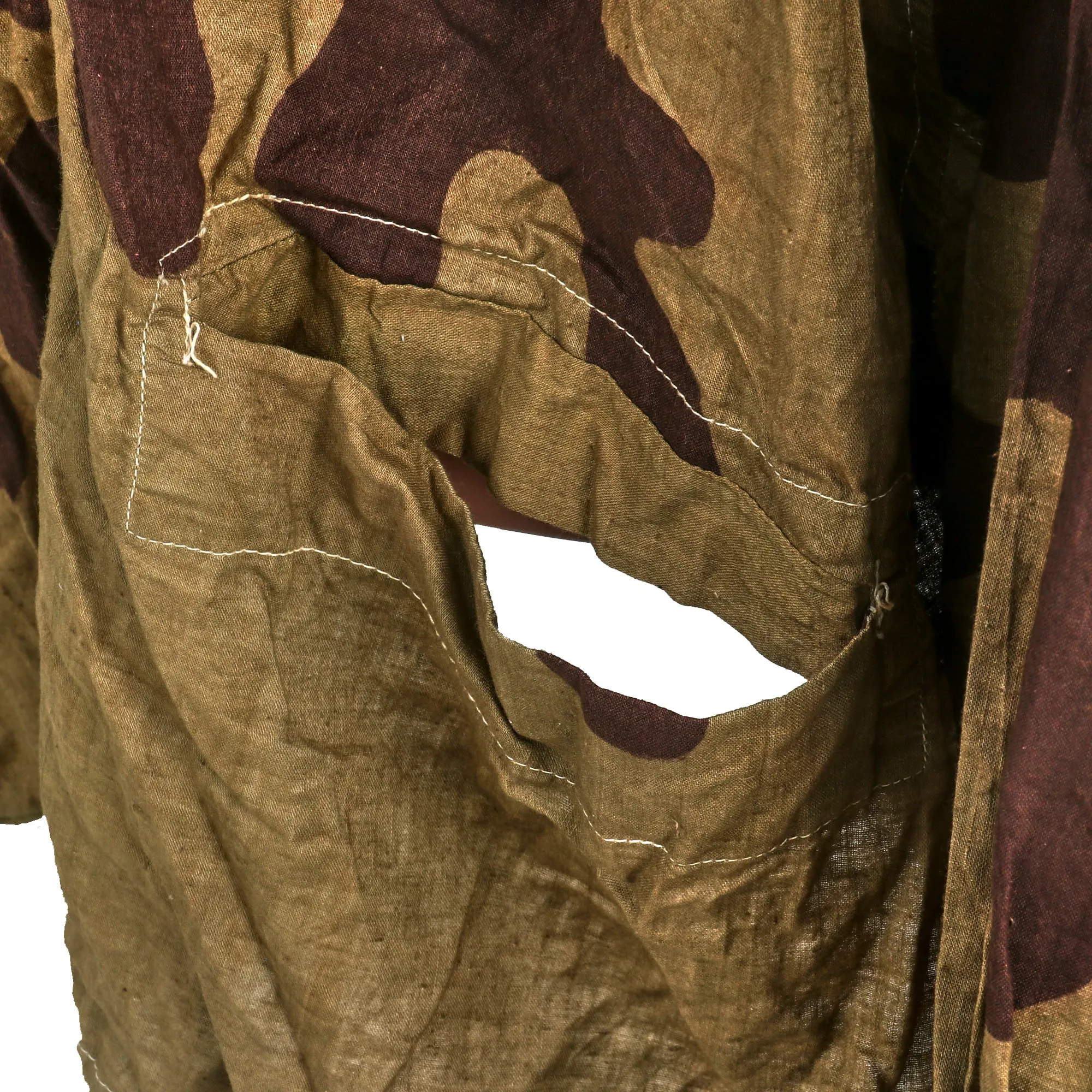 Original Soviet WWII 1941 Dated Makirovochnyi Kamuflirovannyi Kostium MKK “Amoeba” Camouflage Pattern Suit, as Used By Sniper Teams and Scouts - Shirt & Pants With Carry Pouch