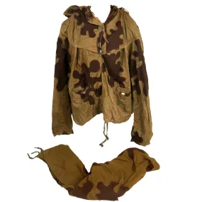 Original Soviet WWII 1941 Dated Makirovochnyi Kamuflirovannyi Kostium MKK “Amoeba” Camouflage Pattern Suit, as Used By Sniper Teams and Scouts - Shirt & Pants With Carry Pouch