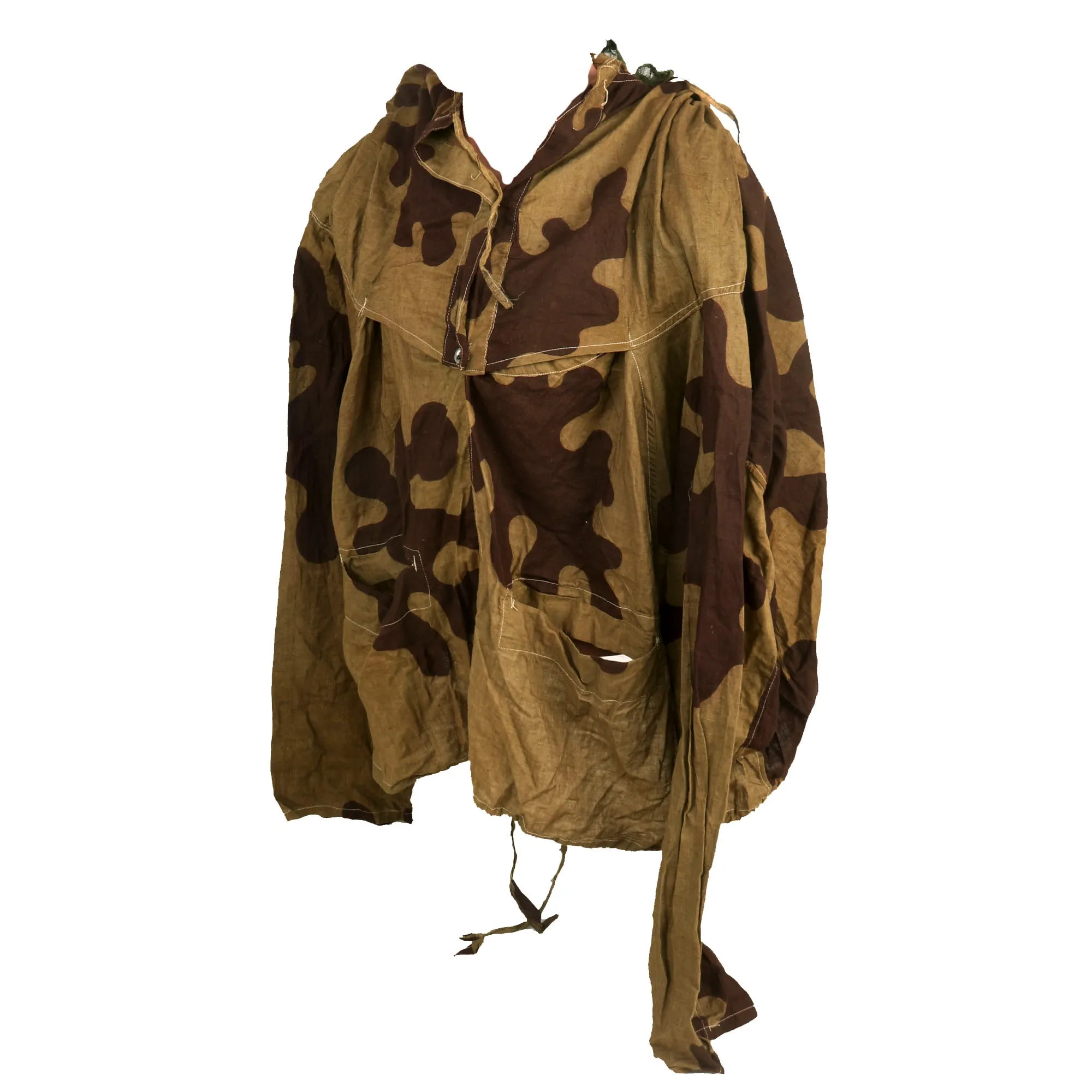 Original Soviet WWII 1941 Dated Makirovochnyi Kamuflirovannyi Kostium MKK “Amoeba” Camouflage Pattern Suit, as Used By Sniper Teams and Scouts - Shirt & Pants With Carry Pouch