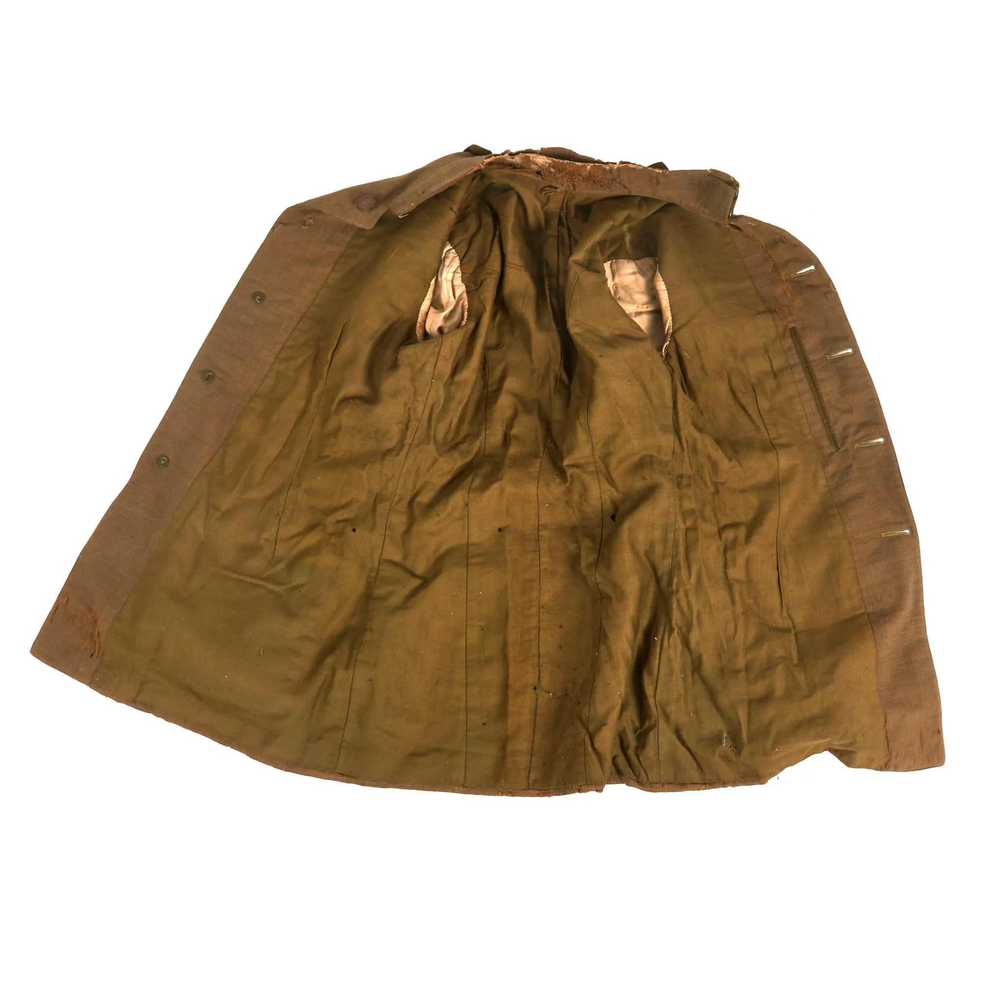 Original U.S. WWI Named Tough ‘Ombres 90th Division Uniform Grouping - Double Patched Uniform - Bag of Captured German Souvenirs