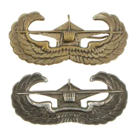 Original U.S. WWII Set of 2 Japanese Occupation Made Airborne Glider Wings - One dated 1946 & One Marked Sterling