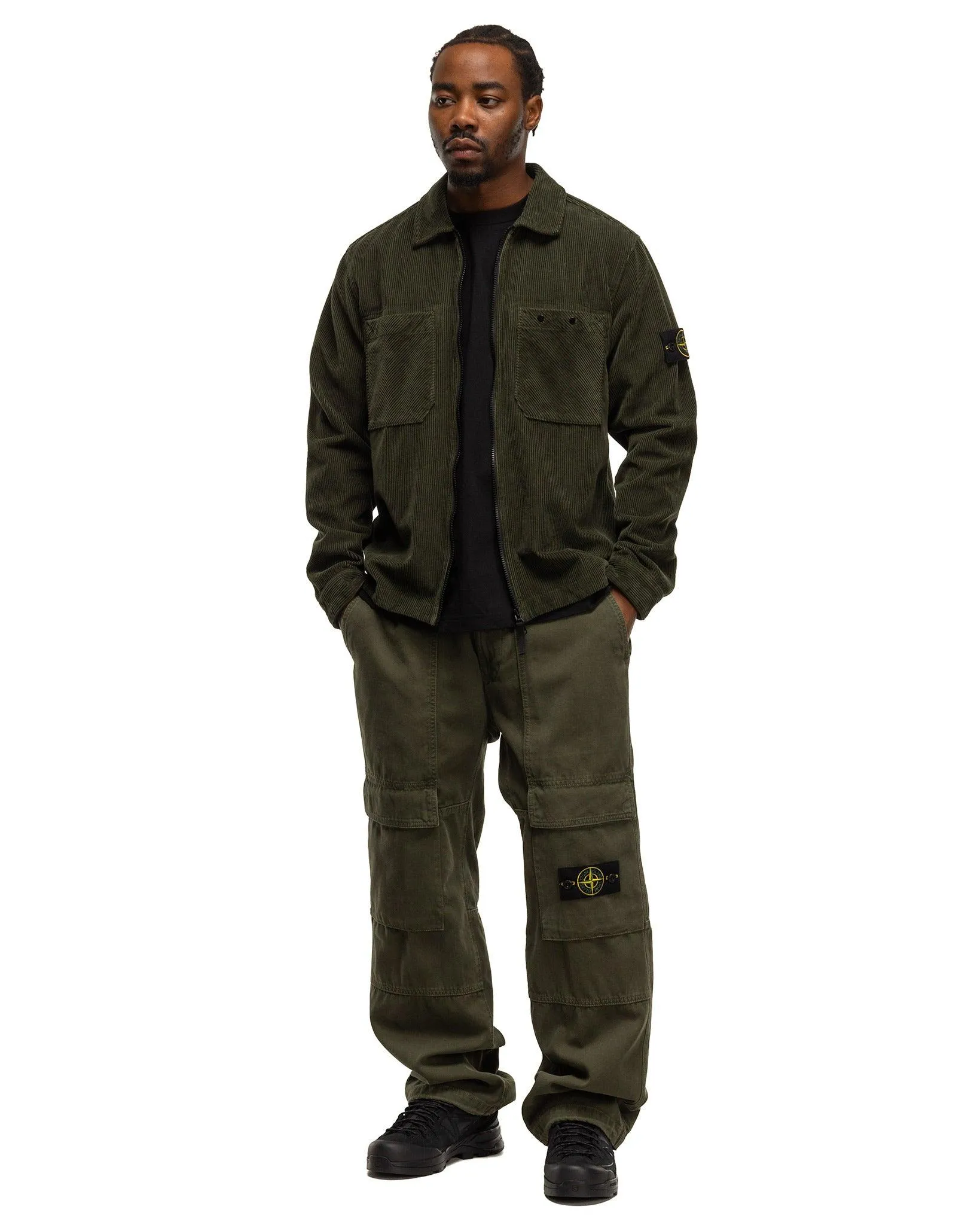 Panama Cotton 'OLD' Effect Relaxed Fit Cargo Pants Musk