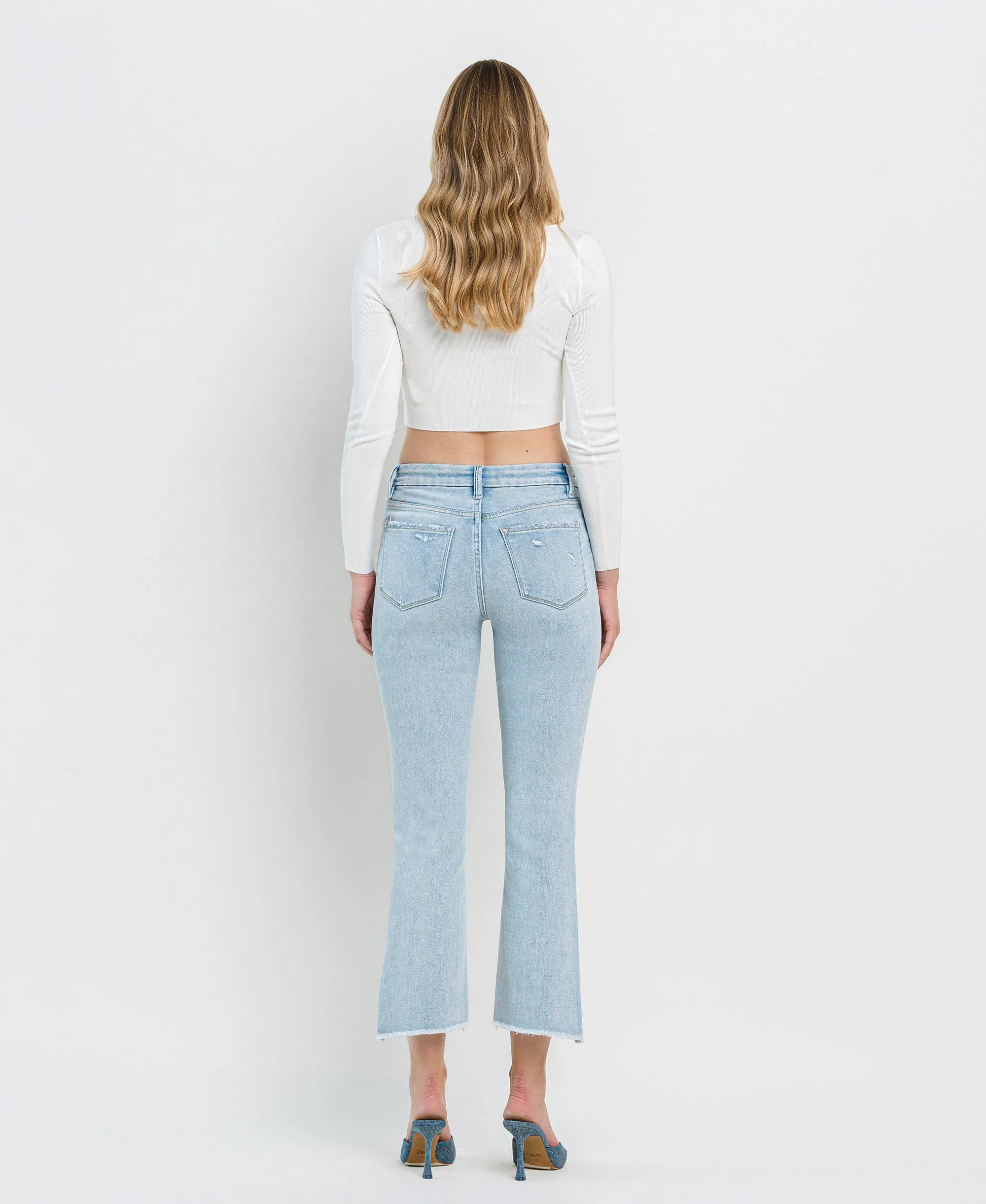 Parade - High Rise Slant Raw Hem Crop Flare Jeans