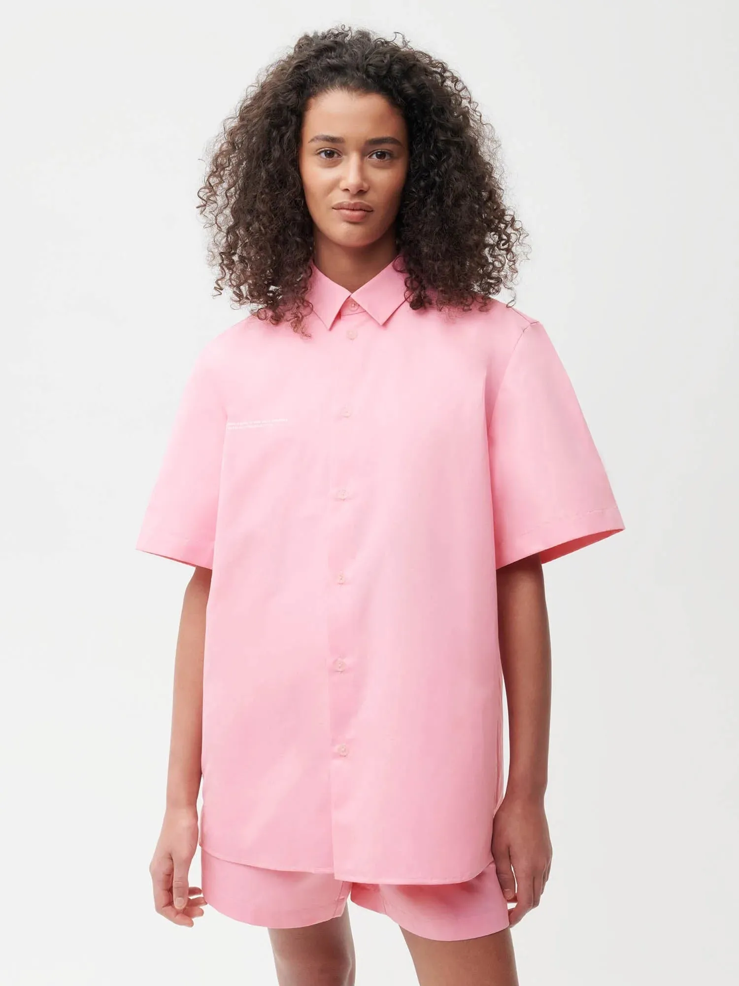 Pineapple Collared Short Sleeve Shirt—sakura pink