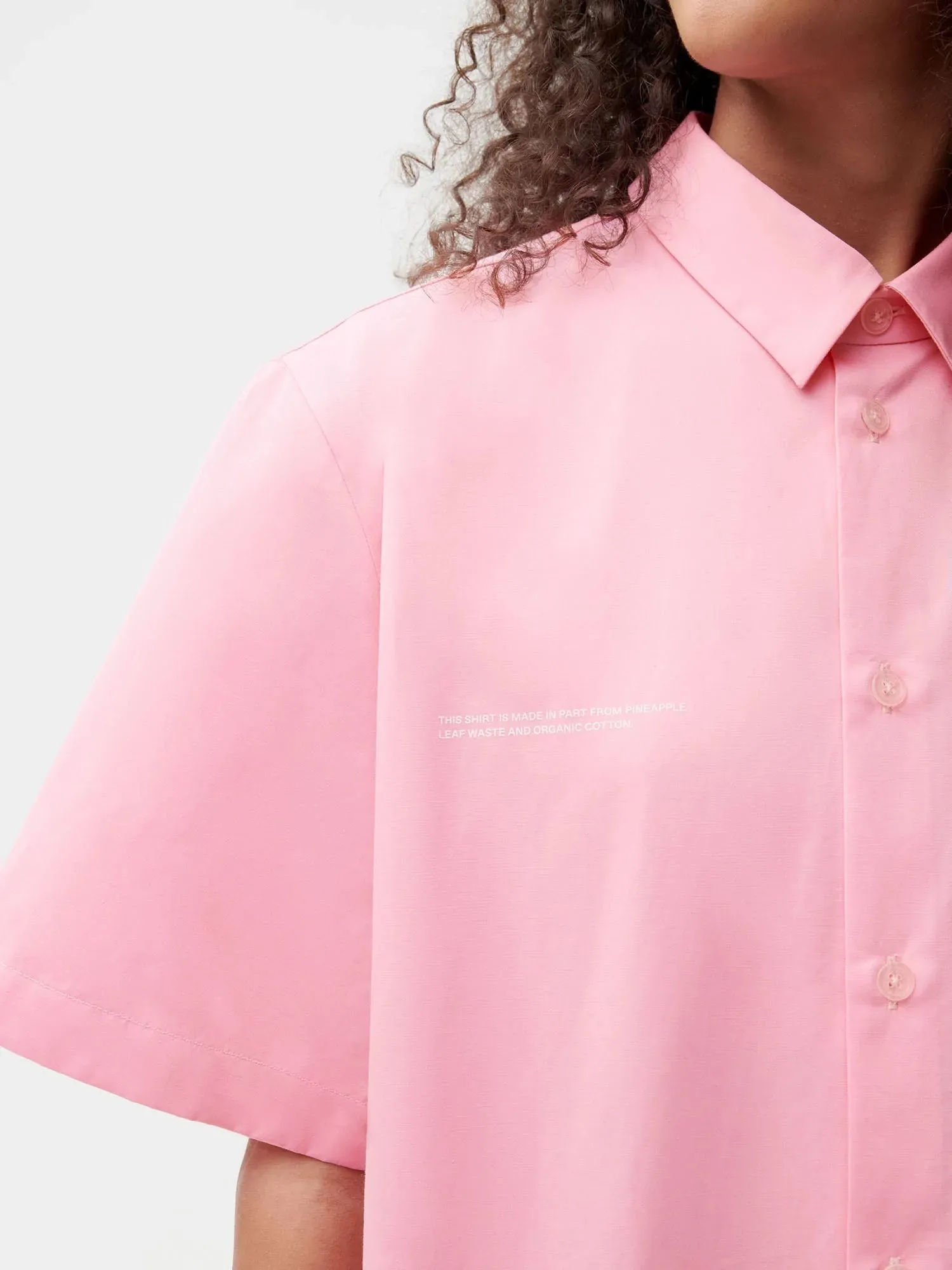 Pineapple Collared Short Sleeve Shirt—sakura pink