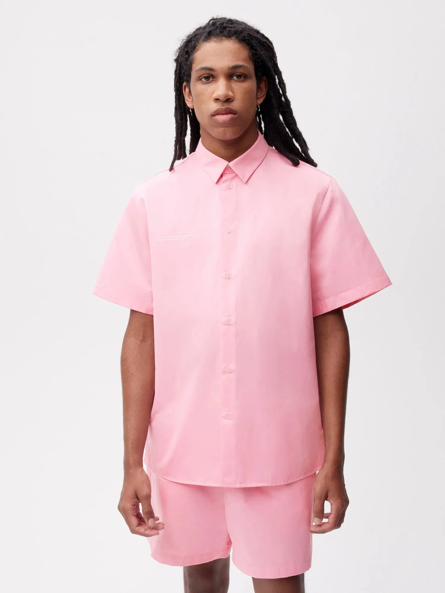 Pineapple Collared Short Sleeve Shirt—sakura pink