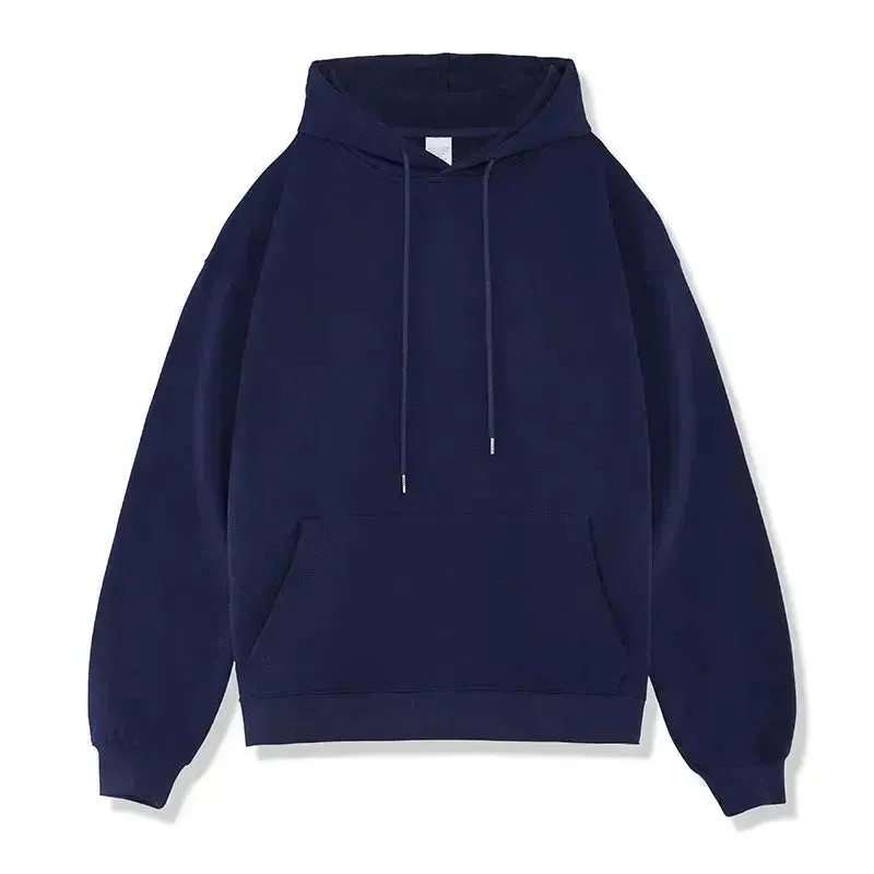 Plain Color American Retro Hoodie Pullover Sweatshirt Men