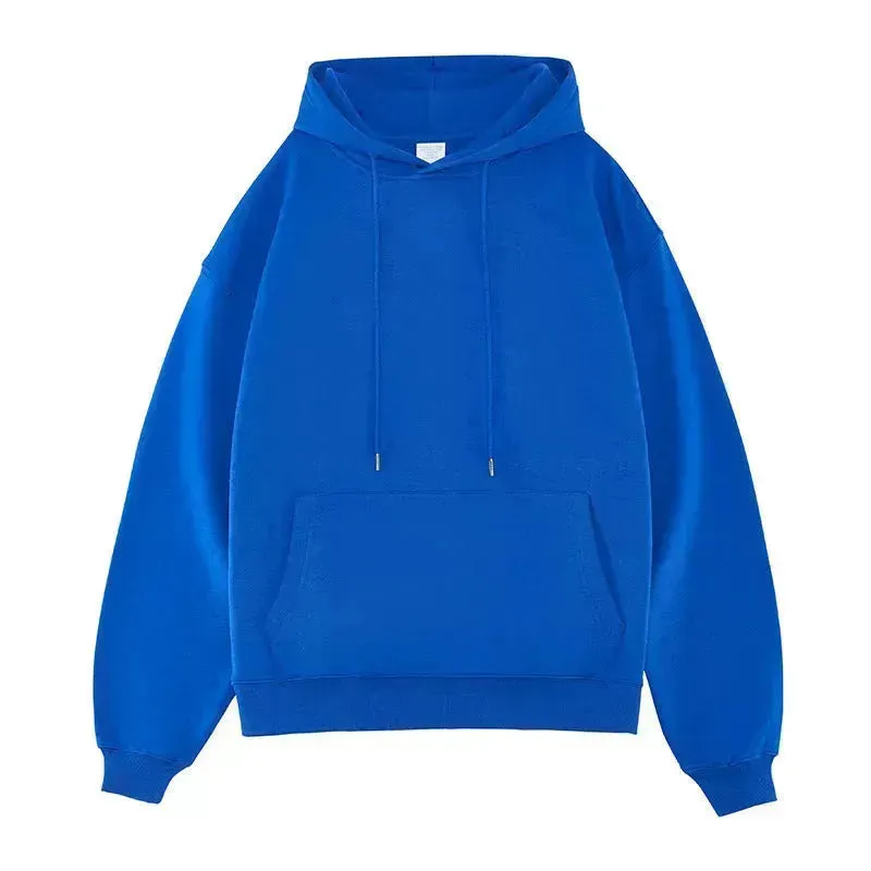 Plain Color American Retro Hoodie Pullover Sweatshirt Men