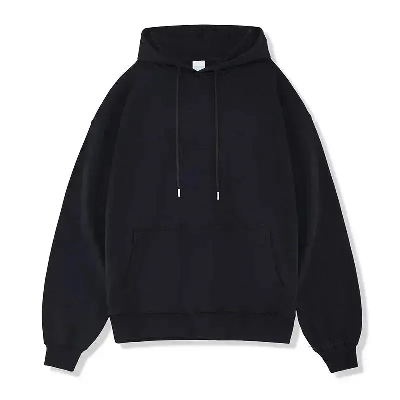 Plain Color American Retro Hoodie Pullover Sweatshirt Men