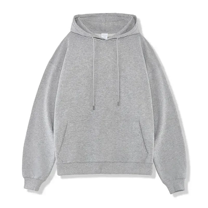 Plain Color American Retro Hoodie Pullover Sweatshirt Men