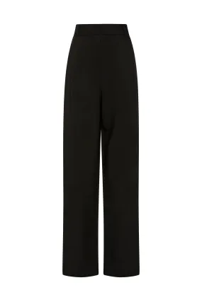 PLEAT FRONT LINEN PANT - BLACK